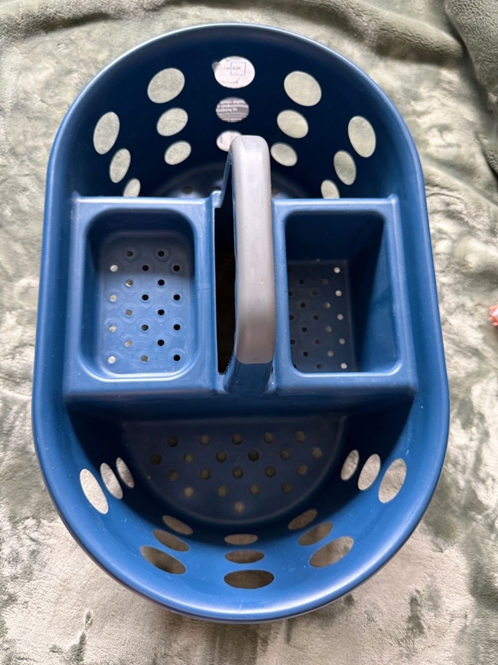 Mainstays Blue Plastic Bath Caddy with Center Handle